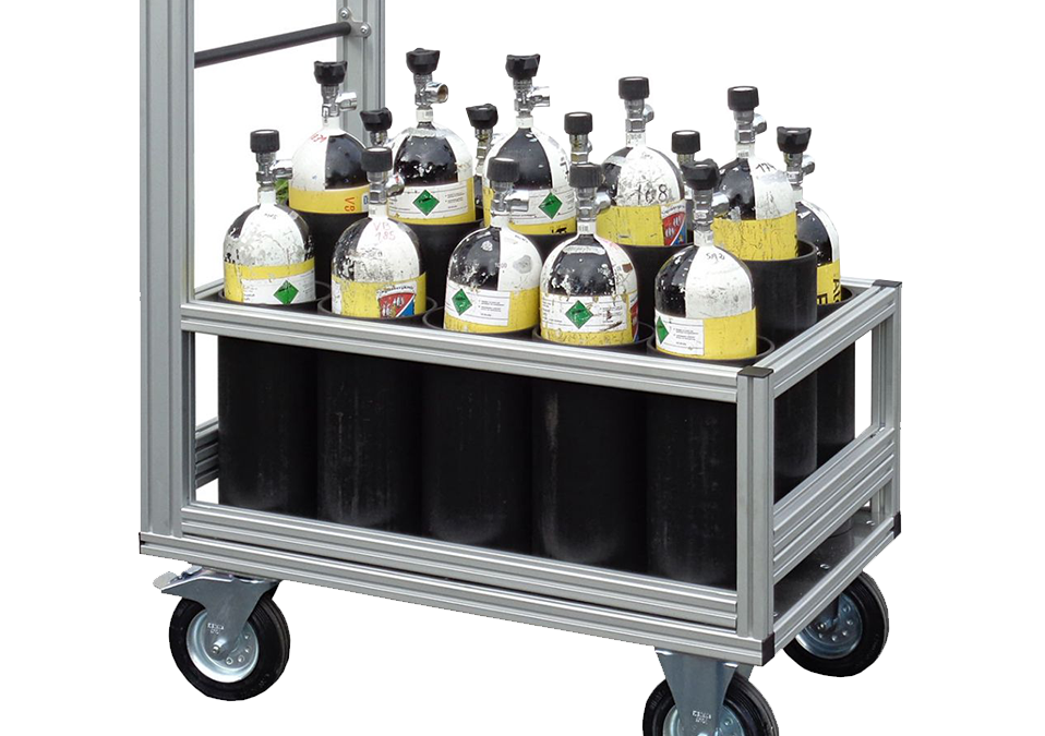 Rollcontainer Atemluftflaschen Lager